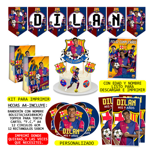 Lamine Y. Barcelona (kit Para Imprimir)