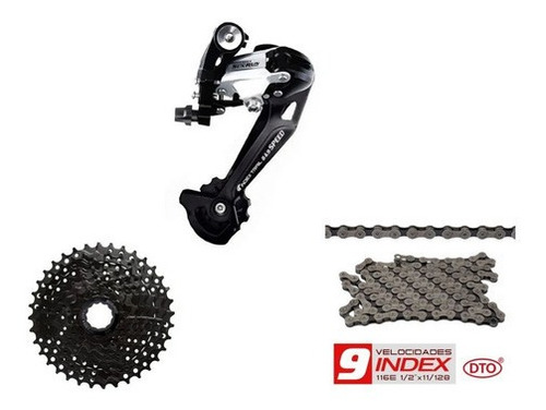 Kit 9 Velocidades Cambio Cassete 11-36d Corrente 9v Mtb