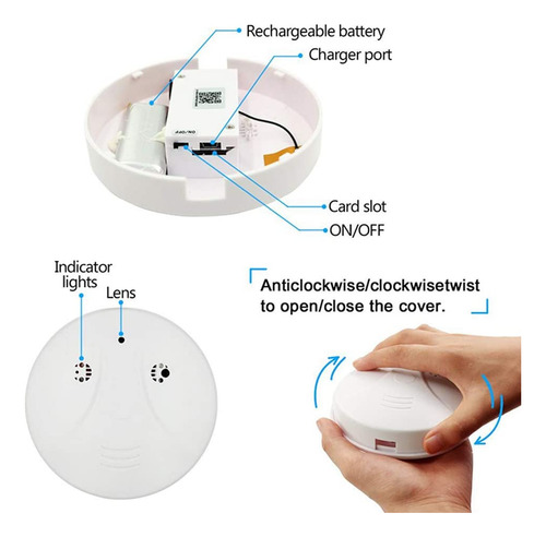 Camara Gogo Electronics SHUMOWIFI Espia Wifi Oculta En Sensor Detector De Humo Fullhd Color Blanco