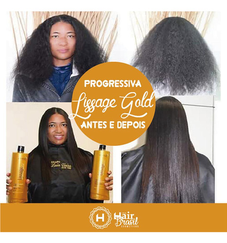 Escova Progressiva Lissage Gold Hair Advance Com 2 Ativos