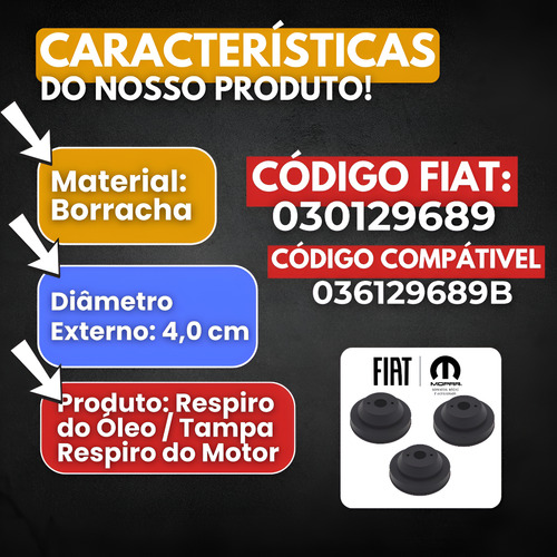 Kit 3 Coxim Fixação Caixa Filtro Ar Mobi Uno Strada Original