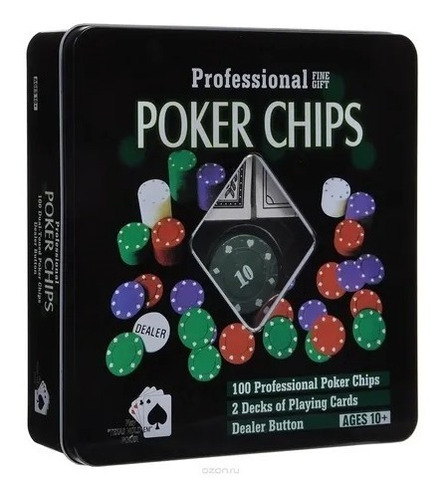 Juego De Mesa Póker 100 Fichas 2 Mazos De Naipes Profesional