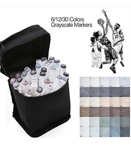 30 Colores Marcador De Arte En Escala De Grises Marcadores A