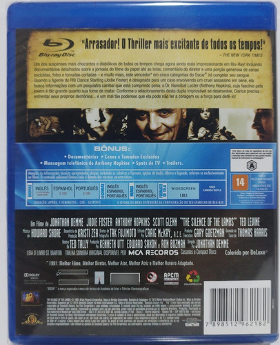 Blu-ray O Silêncio Dos Inocentes Original Novo Lacrado