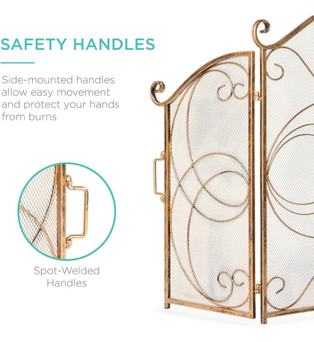 Best Choice Products 3-panel 55x33in Hierro Forjado Sólid...