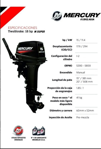 Imagen 4 de 10 de Motor Fuera De Borda Mercury 15 Hp 2tiempo Usado Como Nuevo!