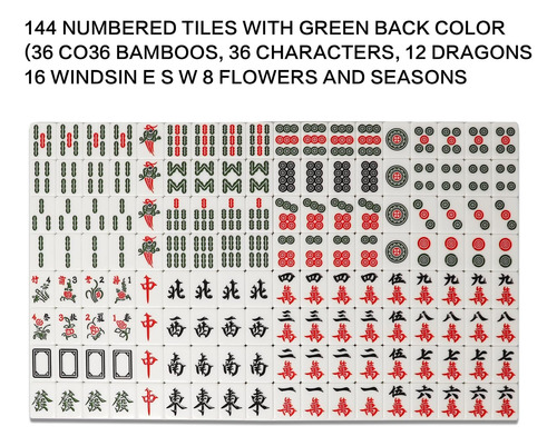 Jiesite Chinese Mahjong Tiles Con 144 Piezas De 15 Pulgadas
