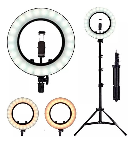 Iluminador Ring Ligth Anel Luz 26cm Tripé 2.1m Led Fotos Mak