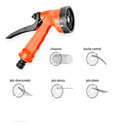 Esguicho Ducha Pistola Mangueira Jato 5 Funções Jardinagem