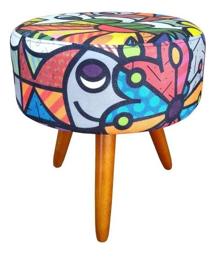 Puff Decorativo Redondo Romero Brito Bali Kasa Sofá