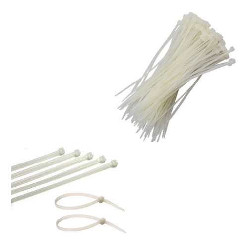Kit 1000 Abraçadeiras Nylon Enforca Gato 2,5mm X 100mm Branc Cor Branco