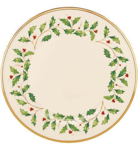 Plato Llano De Porcelana Marfil Con Bandas Doradas Lenox Hol