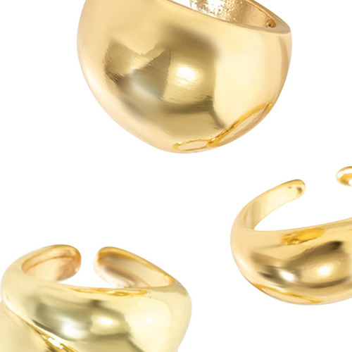 3 Uds Anillos Abiertos Anillos De Mujer Moda Geométrica Oro