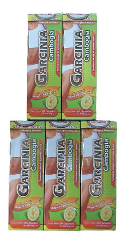 Garcinia Cambogia 60 Caps 400 Mg Natural Miracle Pack De 5