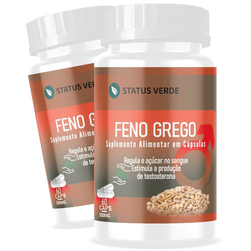 2 Potes Feno Grego Puro 100% Natural - Kit 120 Cápsulas 