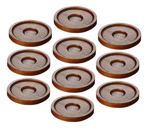 10 Pçs Pires Redondos Porta-copos De Madeira Marrom
