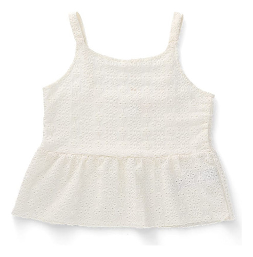 Coqueta Blusa Y Falda Niña Con Textura De Encaje Blanco