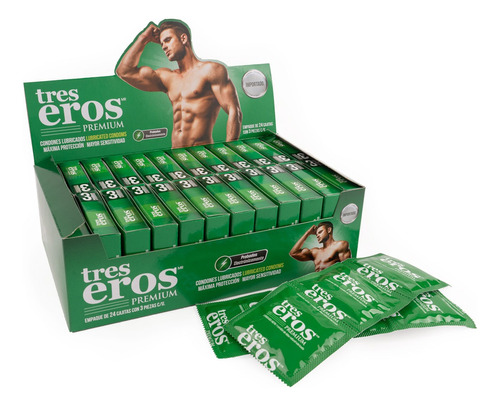 Condones Tres Eros Premium Lubricados Caja 72 Piezas