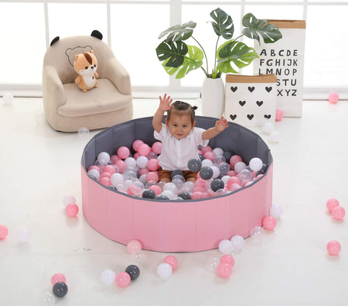 Limitlessfunn Pelota Plegable De Doble Capa De Tela Oxford Con Bolsa De Almacenamiento (bolas No Incluidas) Parque Infantil Para Bebés (48 Pulgadas, Grande, Rosa)