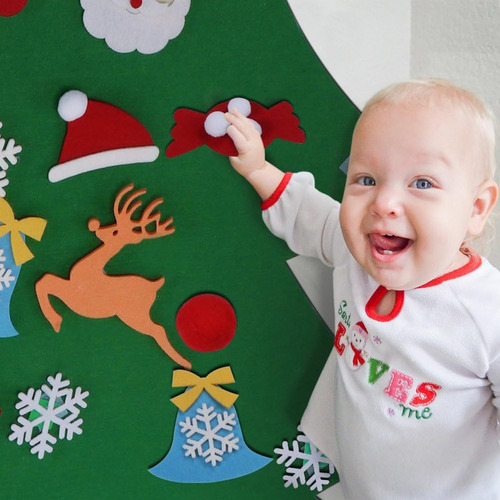 Set De Árbol De Navidad De Fieltro Con Adornos Infantiles