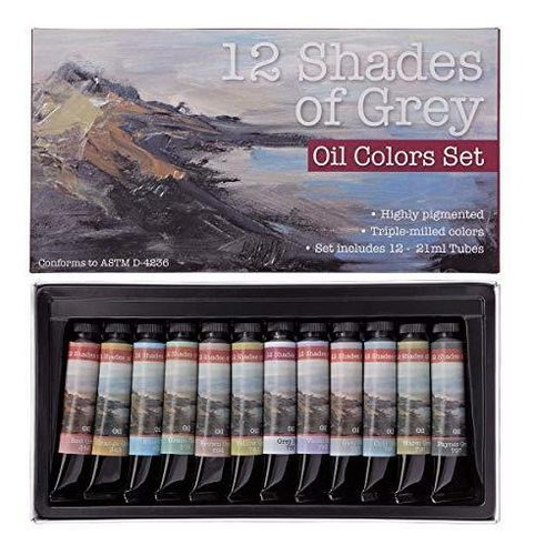Art Paint - 12 Shades Of Grey Artist Oil Colors Highly Pigme