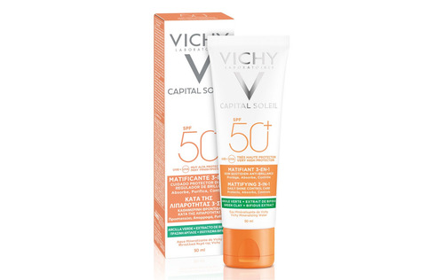 Imagen 2 de 4 de Protector solar Vichy Capital Soleil Matificante 3en1 en crema FPS50 x 50 ml