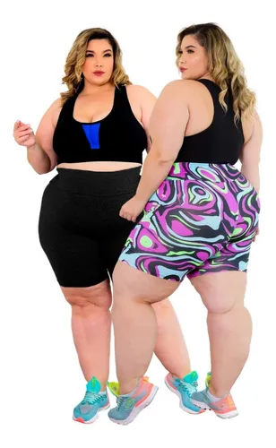 Short para hotsell academia plus size