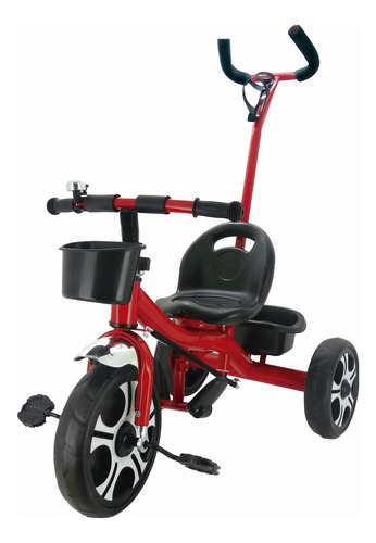 Triciclo Infantil Divertido Vermelho Com Apoiador