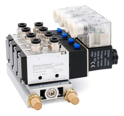 Bloco Manifold Pneumático Com 4 Válvulas 5/2 Vias 1/4 24vcc