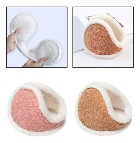 Orejeras Abrigo Protector Oreja Soft Frío Viento Nieve Mujer Beige Liso