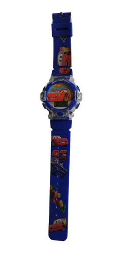 Relógio Infantil Mcqueen Azul Carros Led Música