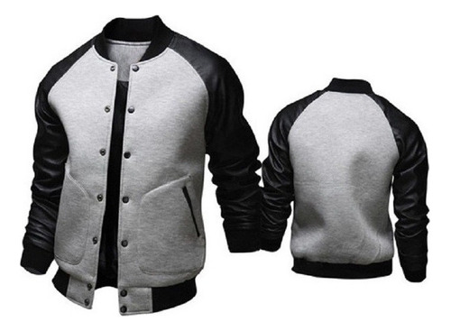 Chaqueta De Béisbol Mangas De Pu Cuero Para Hombre Invierno