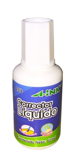 Corrector Liquido A-ink 1 Pz 12 Ml Tipo Liquid Paper