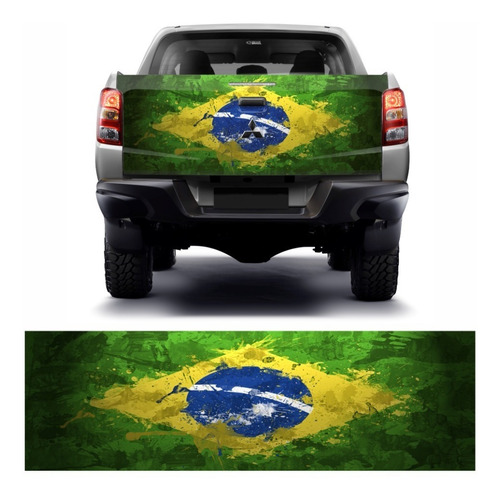 Faixa Adesivo Tampa Traseira Bandeira Brasil 140x45 Amarok