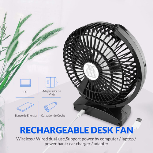 Ventilador De Escritorio Recargable Usb 16 Cm Portátil 0 Mm Frecuencia Color De La Estructura Color De Las Aspas Material De Las Aspas 0