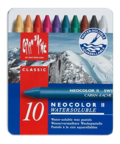 Pastel Oleoso Aquarelável Caran D'ache Neocolor Ii 10 Cores