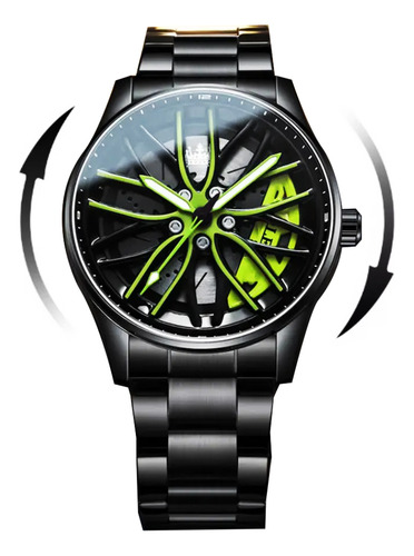 Reloj Deportivo Para Hombre De Rin Giratorio - Olevs Negro Verde Verde