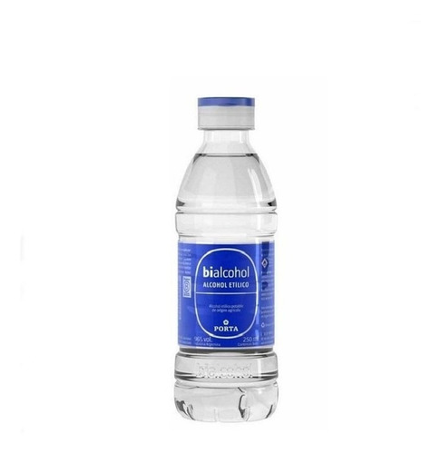 Botella Alcohol Etílico Liquido 250ml Porta Bialcohol 96%