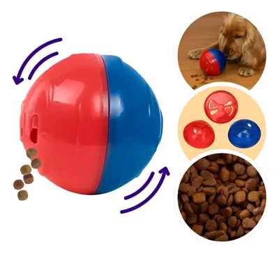 Brinquedo Comedouro Pet Ball Da Pet Games Para Cães Porte P Azul E Vermelho