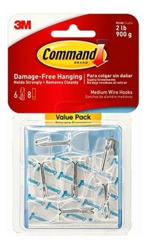 Command Hooks, 6 Hooks, 8 Strips, Medium (17065clr-6es)