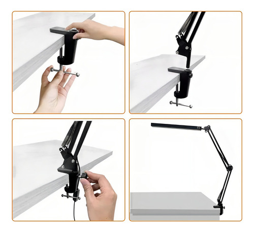 N Simuky Lámpara De Escritorio Led, Brazo Oscilante De