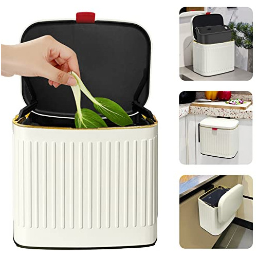 Kitchen Compost Bin Trash Can With Lid, Detachable Stai...
