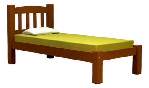 Cama De Solteiro Em Madeira 100% Maciça Resistente 99cm Onix Cor Imbuia