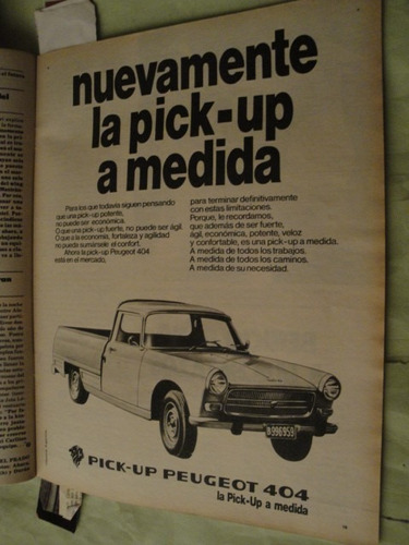 Publicidad Peugeot 404 Pick Up Año 1974