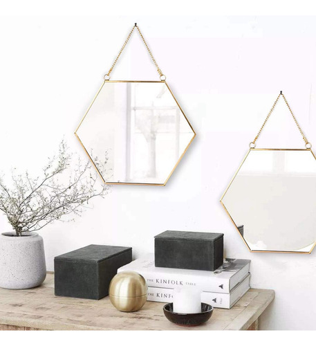 Espejo Hexagonal Colgar Pared, Cadena Baño, Dormitorio...