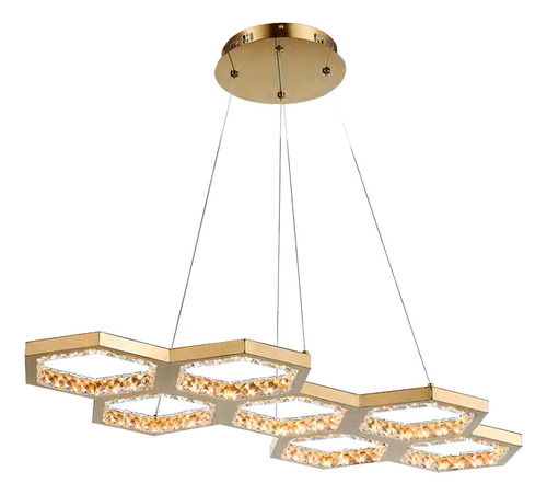 Pendente Colmeia Dourado Bella Led 75w Dw001l Cristal 96cm 110v/220v