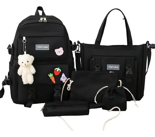 Kit Mochila Morral Escolar Coreana Conjunto Bolsas
