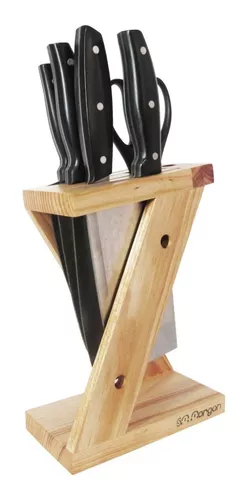 Porta Cuchillos Organizador De Madera Cuchillo Taquero Hacha