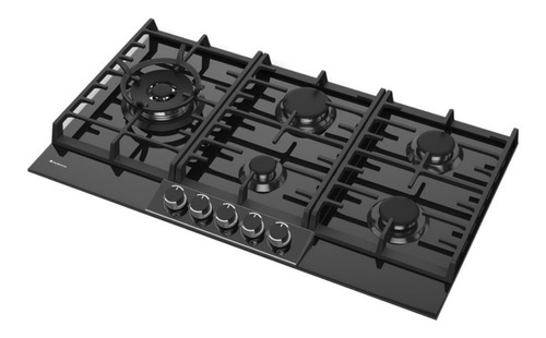 Cooktop Debacco Montreal Vidro Preto Gás 5 Bocas 90cm 220V