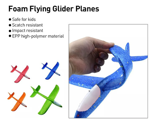 Avião Planador De Isopor Com Led Colorido Manual E Flexível